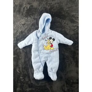 Disney Baby Light Blue Mickey and Pluto Fleece Footed Pajamas 3-6MO